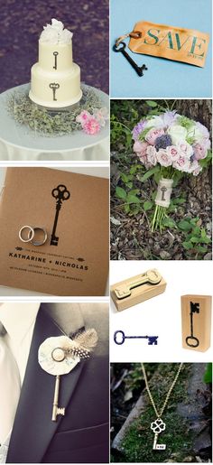 a collage of photos with keys, flowers and other things to include in the photo