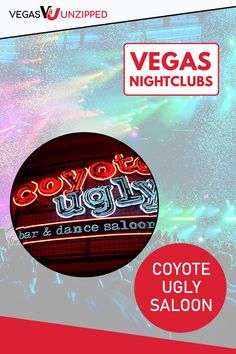 the vegas nights flyer with an image of people on stage and neon lights in the background