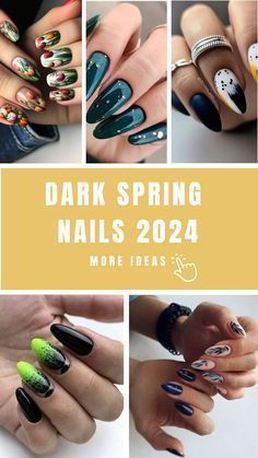 Spring Dark Nails, Dark Easter Nails, Dark Spring Nails, Black Spring Nails, Spring Nails Dark, Spring Gel Nails Ideas, Dark Spring, Spring Break Nails, Lipstick For Dark Skin