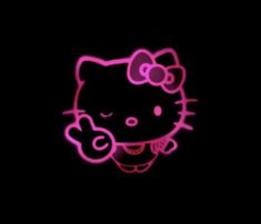 a neon hello kitty wallpaper in the dark