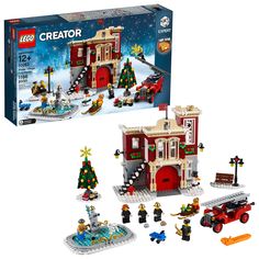 PRICES MAY VARY. Build a festive winter village scene with 2-level fire station, fire truck, ice skating rink and Christmas tree with Christmas decorations! Includes 6 minifigures, a Dalmatian figure, buildable snowman and a child figure with moose sweater Firehouse toy measures over 9” (23cm) high, 9” (25cm) wide and 5” (14cm) deep Fire truck measures over 2” (6cm) high, 1” (4cm) wide and 5” (13cm) deep 1166 pieces – Fire station playset for boys and girls aged 12+ and for fans and big kids of Lego Christmas Village, Lego Winter Village, Lego Village, Lego Creator Sets, Lego Winter, Winter Fire, Lego Building Blocks, Construction Lego, Lego Christmas