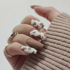 Unghie Nail Art, Cow Nails, Cute Gel Nails, Brown Nails, Fabulous Nails, Fire Nails, Short Acrylic Nails, Best Acrylic Nails, Cute Acrylic Nails