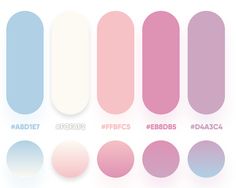 different shades of pink, blue and white are shown in this graphic design guide for the website