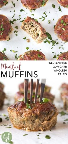 mini meatloaf muffins with toothpicks on top