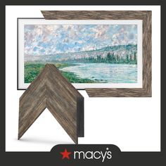 an image of a painting on the wall next to a wooden frame with a star