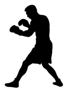 a silhouette of a man with boxing gloves