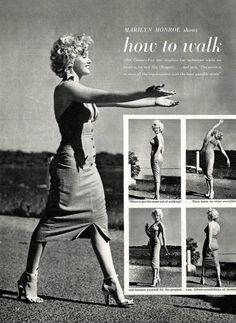 an old fashion ad featuring a woman in dress and heels with her arms out to the side