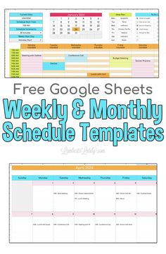 free google sheets weekly & monthly schedule templates. Google Sheets Calendar Templates Free, Productivity Planner Template, Free Google Sheets Templates, Google Sheets Calendar, Weekly Schedule Template Excel, Work Schedule Template, Monthly Schedule Template, Organized Money, Google Sheets Templates