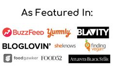 many different logos with the words as featured in them, including buzzfeed yummy, blatty, and bloglovin