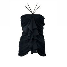 Please Ask For Measurements Or Modeling If You Are Interested In Purchasing, Always Happy To Provide! Black Ruched Cami Top, Elegant Ruched Cami Top, Black Halter Neck Top For Evening, Elegant Black Halter Neck Top, Elegant Halter Neck Top With Ruffles, Ruched Camisole Top For Party, Elegant Ruched Tops With Spaghetti Straps, Black Ruched Tops For Party, Halter Neck Top With Ruffles For Party