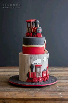 a cake made to look like a train engine