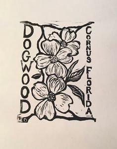 a black and white drawing of flowers in a square with the words dogwood court on it