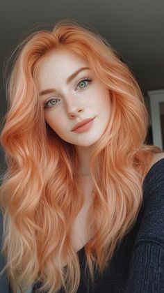 Achieve a warm and chic look with copper peach hair that’s stylish and beautiful. Visit our site for more inspiration on how to achieve this lovely transformation. Don’t forget to save this pin for your next hair inspiration! Witch Hairstyles, Copper Peach Hair, Peach Hair Colors, Witch Hair, Peach Hair, Ginger Hair Color, Copper Hair Color, Strawberry Blonde Hair, Copper Hair