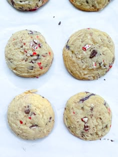 six cookies with white chocolate chips and sprinkles