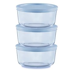 three plastic containers stacked on top of each other