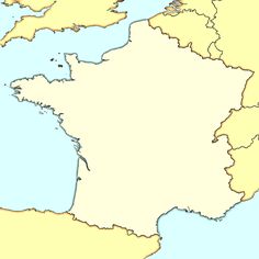 a map of france with all the major cities and their respective regions highlighted in yellow