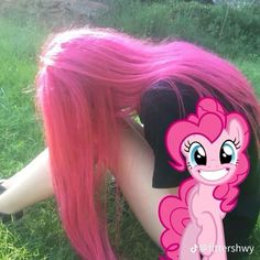 Pfp Pink Hair, Mlp Hair, Hot Pink Hair, Y2k Hair, Hair Streaks, Pinkie Pie