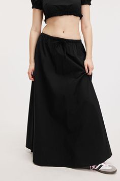 A-line Maxi Poplin Skirt - Black - Monki WW Poplin Skirt, Cotton Poplin Fabric, Drawstring Waistband, Poplin Fabric, Skirt Black, Cotton Poplin, Maxi Skirt, A Line, Loose Fitting