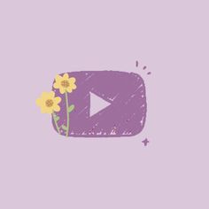 a purple background with yellow flowers and a play button on the bottom right hand corner