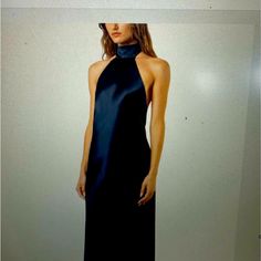 Michelle Mason Navy Gown Halter Neck Low Back Black Tie Navy Halter Dress, Navy Gown, Dress Halter Neck, Michelle Mason, Dress Halter, Navy Blue Dress, Navy Blue Dresses, Low Back, Black Tie