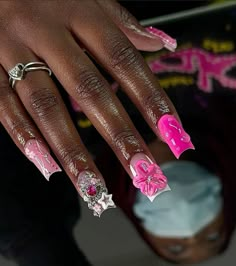 @nailtalkbyleah Jhene Aiko Inspired Nails, Baddie Duck Nails, Cute Pink Nails, Weak Nails, Hippie Nails, Pink Ombre Nails