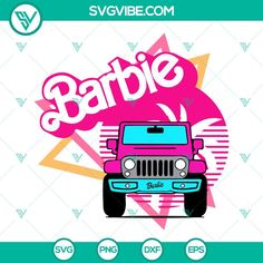 a pink jeep with the word barbie on it