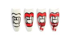 Nail Art Studio: Halloween Bites - Nail Design - NAILS Magazine Mouth Nail Art, Gory Nail Designs, Halloween Blood Nail Art, Scream Knife Nail Art, Halloween Nails Gory, Halloween Bites, Pretty Nails For Summer, At Home Manicure