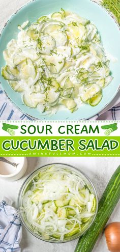 Looking for cookout side dishes? Whip up this sour cream cucumber salad recipe! Creamy yet light and refreshing, it's the best cucumber salad for your Labor Day party food ideas. Everyone will enjoy this simple summer salad! Savory Potato Salad, Cucumber And Onion Salad, Cucumber And Onion, Cucumber Onion Salad, Cucumber Onion