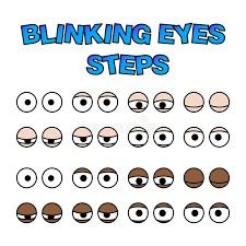 cartoon eyes with the words blinking eyes steps