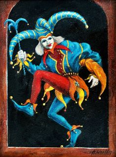 a painting of a clown with an evil look on his face