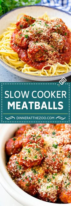 slow cooker meatballs in a white bowl with parmesan cheese