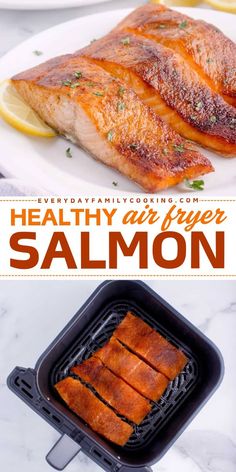 The perfect healthy eating idea is here with this Healthy Air Fryer Salmon Recipe! A healthy dinner option made with salmon fillets, garlic powder, onion powder, and paprika. Enjoy a tasty seafood recipe that's good for you! Salmon Fillets, Salmon Recipes, Air Fryer Recipes