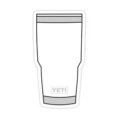 the yeti cup sticker is shown in black and white on a white background