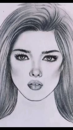 a pencil drawing of a woman's face with long hair and eyeshade