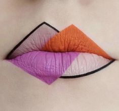 Graphic Makeup, Creative Eye Makeup, Neon Party, Pink Lipstick, Orange And Pink, Lip Art, Fantasy Makeup, Editorial Makeup