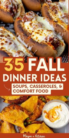 the cover of 25 fall dinner ideas soups, casseroles, and comfort food