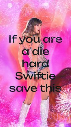 a woman in short shorts and white boots with fireworks behind her text reads if you are a die hard switte save this