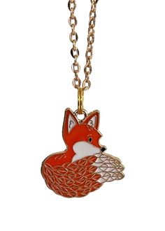 Orange Fox Pendant Necklace A Fox with fiery orange-colored fur has ties to the Fire Element and solar symbolism Enamel Filled Metal Pendant measures approx. 1 1/8 inch tall by 1 inch wide Lobster Clasp Chain is approx. 18 inches long Packaged in small velvet jewelry bag Fox Necklace, Foxes Necklace, Fox Pendant, Fire Element, Orange Fox, Velvet Jewelry, Jewelry Bag, Good Fortune, Metal Pendant