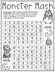 a printable worksheet with numbers and monsters