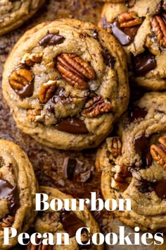 bourbon pecan cookies with chocolate chips and pecans