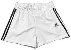 White Adidas Sports Shorts, Adidas Sporty White Athletic Shorts, White Three-stripe Sports Shorts, White Stretch Bottoms With Three Stripes, White Stretch Shorts With Three Stripes, Adidas White Sports Shorts, Adidas White Bottoms With Three Stripes, White Adidas Bottoms With Three Stripes, White Shorts With Three Stripes