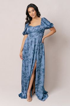 Model: Irene; Size: 10; Color: Indie Blue Bouquet Spring Wedding Guest Dress Plus Size, Blue Bridesmaid Dresses Plus Size, Blue Bridesmaids Dress, Blue Plus Size Dresses, Evening Gowns Dresses, Sister Of The Groom, Milk Maid, Wedding Parties Colors, Spring Wedding Guest Dress