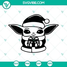 the baby yoda is wearing a santa hat