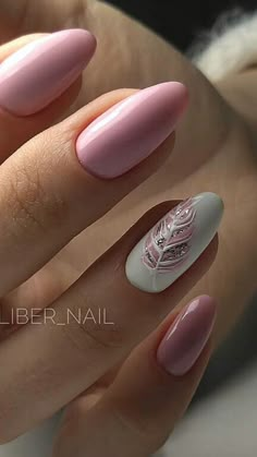 Feather Nail Art, Oval Acrylic Nails, Feather Nails, Summer Nail Art, Wedding Nails Design, Nail Art Wedding, Beautiful Nail Designs