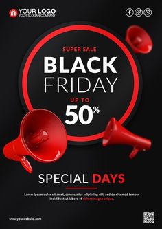 a black friday sale with red megaphones