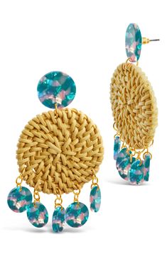 Sterling Forever Woven Straw Medalion Dangle Earrings | Nordstromrack Resin Charms, Keep Jewelry, Summer Ready, Sterling Earrings, Straw, Dangle Earrings, Gold Plate, Jewelry Earrings, Charms