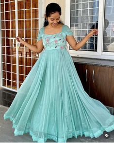 New Frock Models For Women, Women Long Dresses Indian, Anarkali Front And Back Neck Designs, Maxi Frocks For Women, Long Frocks With Georgette Sarees, Tissue Frocks For Women, Frock Designs For Women Wedding, Organza Material Dresses, Long Frock Front Neck Designs