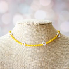 Yellow Beaded Necklace Not Stretchy Red And Yellow Beaded Necklace, Yellow Color, Womens Jewelry Necklace, Daisy, Beaded Jewelry, Womens Sizes, Beaded Necklace, Jewelry Necklaces, Women Jewelry