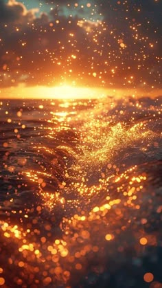 the sun shines brightly over the ocean as it reflects on the water's surface