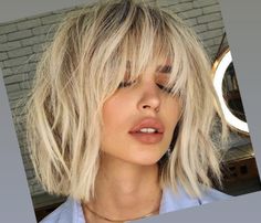 Aline With Curtain Bangs, Short Hair Above Shoulder With Curtain Bangs, Blonde Lobs Thick Hair, Short Hairstyles With Bangs For Women, Blonde Lob Bangs, Front Layers Short Hair Face Framing, Short Blonde Balayage With Bangs, 40 Yo Hairstyles, Short Bob With Long Bangs